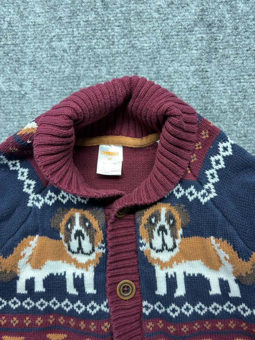Gymboree Playful Pups Saint Bernard Fair Isle Cardigan Sweater 3T-100% Cotton - Picture 4 of 10